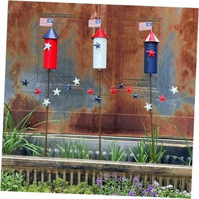 3 Pack Patriotic 4th of July Decorations Outdoor,23.6  Metal 3d Firework Stakes