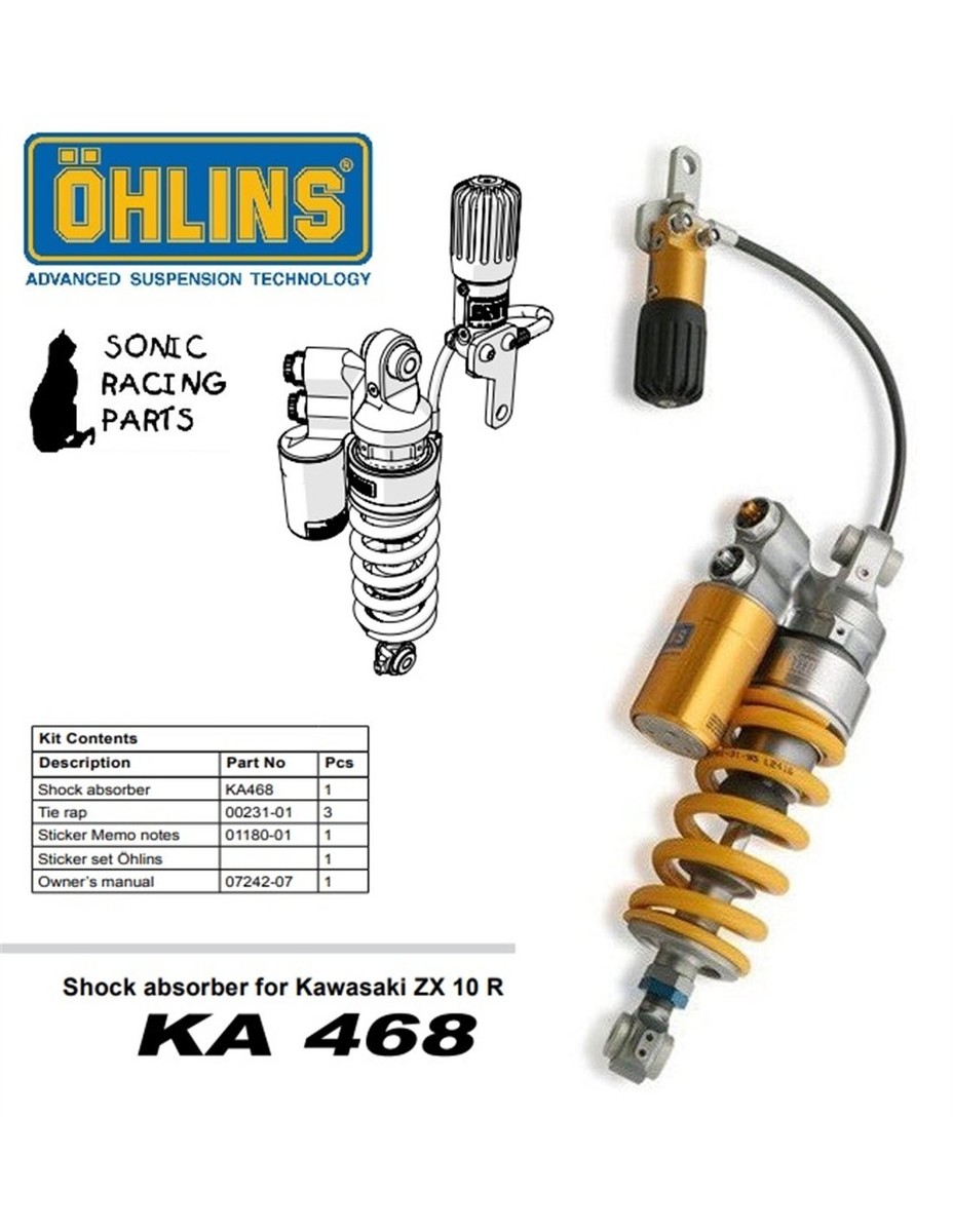 KA 468 REAR SHOCK ABSORBER OHLINS KAWASAKI ZX-10R NINJA 2016 2023