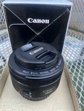 Canon EF 50mm f/1.8 STM Prime Camera Lens with Box & Front Cap