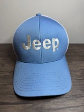 RARE Jeep Trucker Hat Blue and White Snapback Pacific Headwear 104C Pro OS