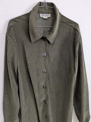 322 Briggs Men's 2X Solid Green Long Sleeve Button-Up Shirt Point Collar