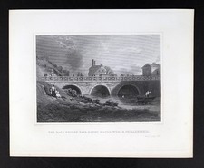 1856 Print Race or Skew Arch Bridge Fairmount Park Water Works Philadelphia PA