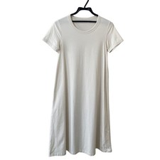 UNIQLO U White Crew Neck T-Shirt Dress S Cotton Slim Fit Women's