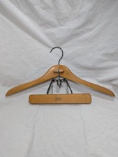 Vintage Setwell 18" Heavy Wooden Suit Hanger W/ Trouser Clamp Hanger Made in USA