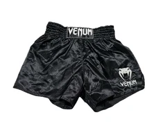 Venum Classic Muay Thai Boxing Shorts Size XXL Black White Elastic Waist