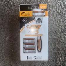 BIC Flex 5 Refillable Men’s Razor 1 Handle + 3 Cartridges Of 5 Blades Brand New