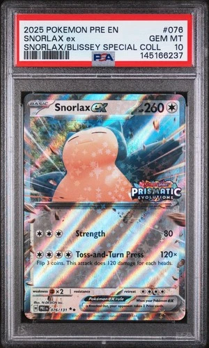 PSA 10 SNORLAX EX PRISMATIC STAMPED EXCLUSIVE #076 2025 POKEMON SNORLAX BLISSEY