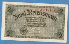 GERMANY LATVIA 2 REICHSMARK 1940-45 EAGLE W/H SWASTIKA P. R137a UK 575