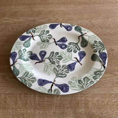Großer früher Bodenstempel 1986-1988 Emma Bridgewater blaue Feige Servierplatte 1.
