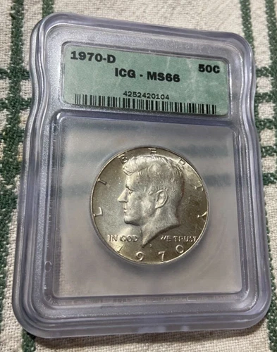 1970-D Kennedy half dollar ICG MS66 40% silver !!!NICE!!!!