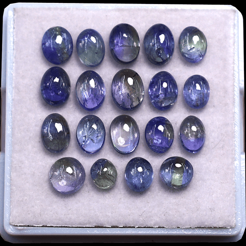 Posten 19 Stck. Natürlicher Tansanit Hochwertig 5,2 mm-7,2 mm Cabochon Unbehandelt Edelsteine - Bild 3 von 11
