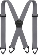 X Back Hidden Suspender 1.5" Under Clothing Heavy Duty Work Suspenders Grey