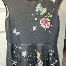 truly me Girls Fit Flare Black Sleeveless Dress Butterfly Floral Size 16