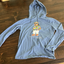 Polo Ralph Lauren Polo Bear Men's Blue Pullover Hoodie Cotton Knit Size S
