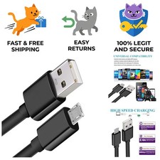 Extra Long 10FT USB to Micro USB Charger - Durable, Fast Charging Black Cable
