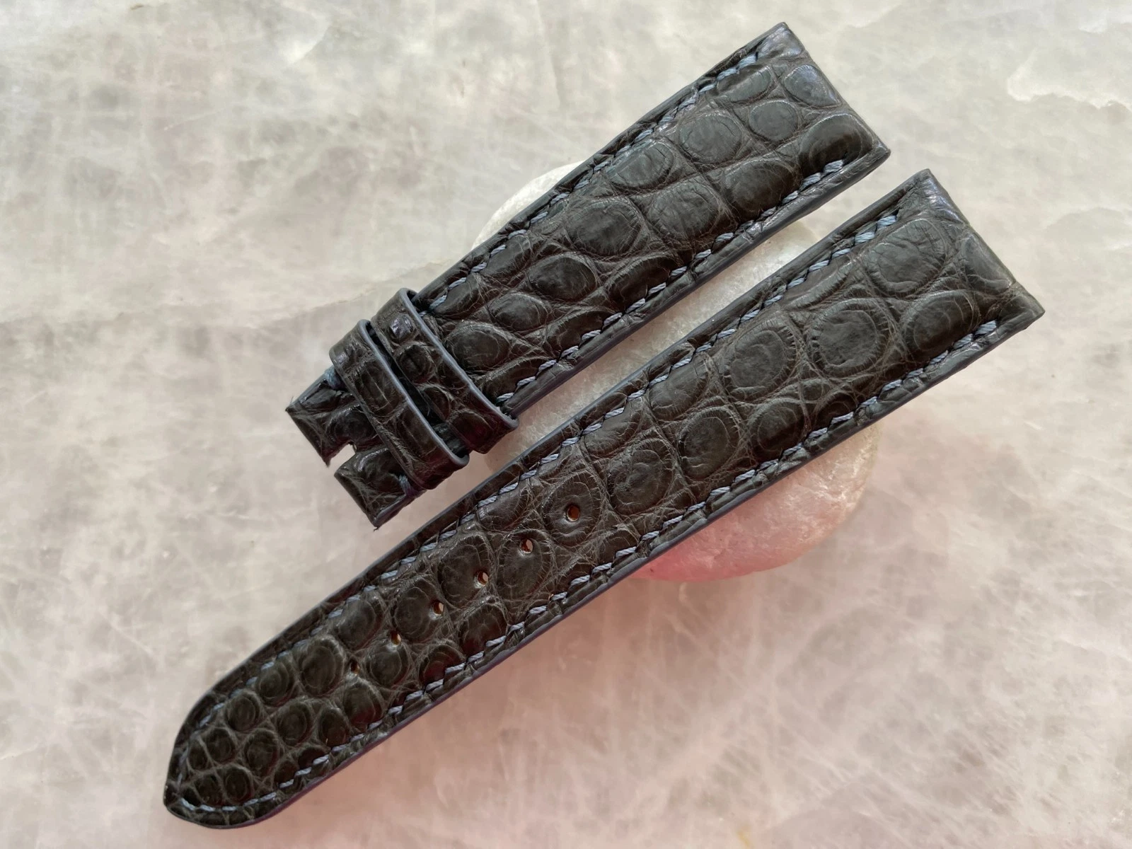 20mm/18mm Gray Alligator Crocodile Print Leather Watch Strap Band