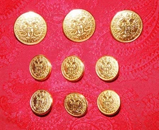 BESPOKE REPLICA 1 DUCAT AUSTRIAN GOLD COIN DESIGN REPLACEMENT BLAZER BUTTON SET