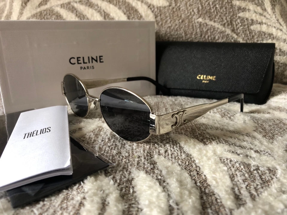 CELINE CL40235U 16A Women Silver/Grey Triomphe Oval Sunglasses In Metal - Image 3 of 4