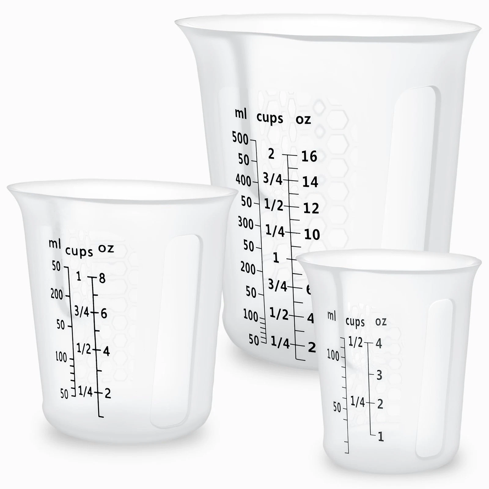 Silicone Measuring Cups Set 125ml + 250ml + 500ml for Cooking Reusable Baking...