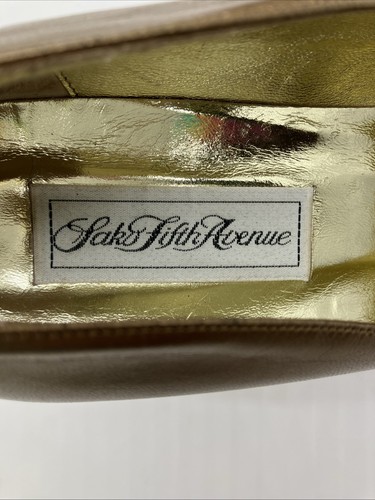 Vintage 90's SAKS 5TH AVENUE metallic copper and bronze cap toe pumps size 7M - Picture 9 of 9