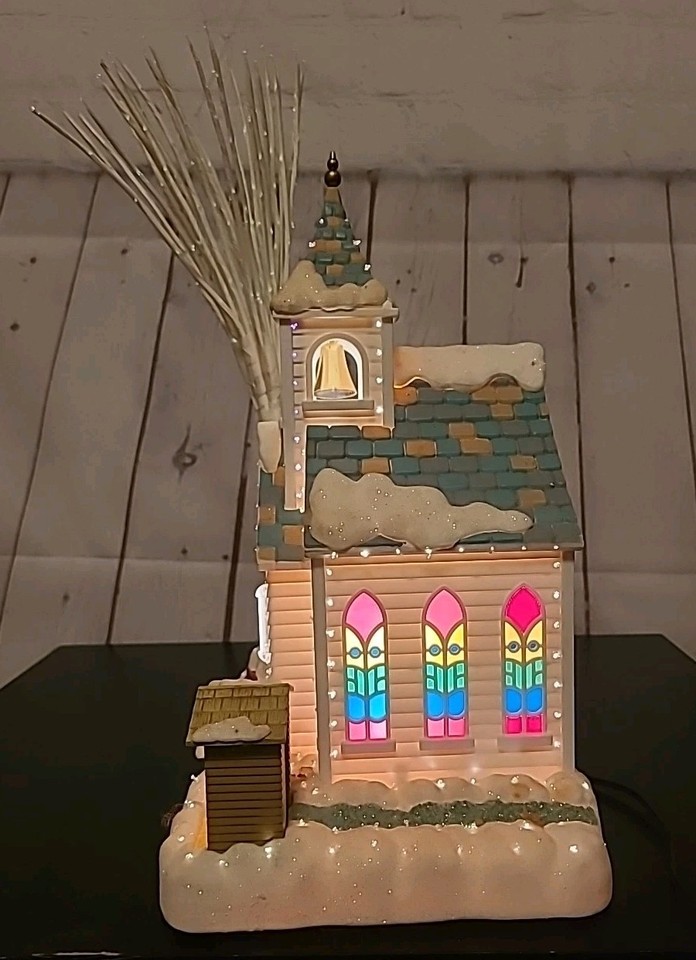 Y2K Avon Holiday Splendor Fiber Optic Church Nativity Scene Christmas ...