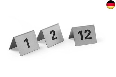 HENDI Tischnummern, Nummer 1-12, 50x35x(H)40mm, Edelstahl 18/0