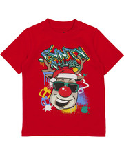 Boys Size 5 red Christmas cotton Santa Rules t-shirt TILT NEW