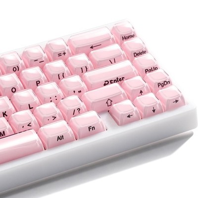XVX Pink Keycaps Crystal Jelly OEM Profile Side Printed Set for Mechanical