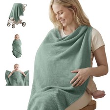 Blissful Diary Muslin Multi-Use Cloth - 4-in-1 Privacy Nursing Roman Green