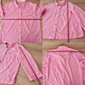 Victoria's Secret Iconic Pink Stripe Cotton Pajama Set Size Large (2016 Version)