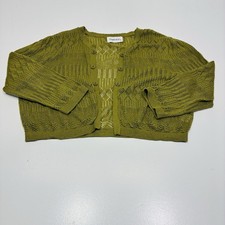 Chadwicks Women Cardigan S Olive green cable knit button Front Design sweater