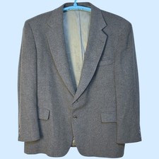 Vintage Embassy Square Blazer 100 Camel Hair Sport Coat Gray USA Made 46R