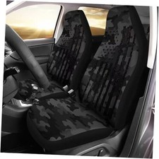Car Seat Covers 2pcs High Back Front Seat Cushion Dark Gray Camo USA Flag