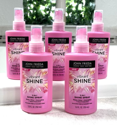 5X John Frieda Vibrant Shine 3-in-1 Shine Gloss & Detangle Spray 5.0 Fl Oz ea