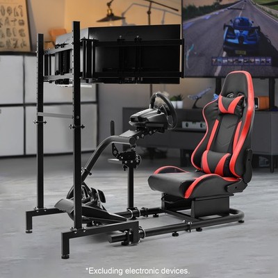 Marada Rennsimulator-Cockpit mit Sitz und Dreifachem Monitorständer für Logitech