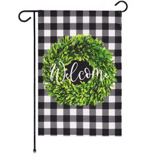 Garden Flag Welcome Wreath 12x18 Inch Printed Burlap Polyester Everyday