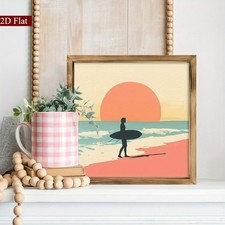 Summer Beach Sunset Wooden Sign Rustic Boho Decor for Coastal Living Room Gift