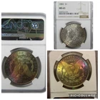 1883 P NGC MS63 Vibrant Rainbow Toning Eye Candy Morgan Silver Dollar Color Pop