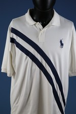 Vintage Polo Ralph Lauren Big Pony Polo Shirt L White Blue Moisture Mgmt