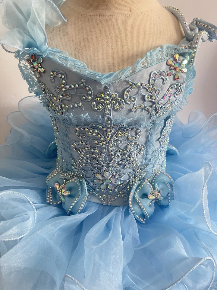 Vestido de verano niña flores princesa cumpleaños cupcake concurso encaje azul niñas. Foto 2 de 4