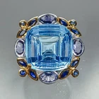 Gemstone 24 ct Natural Blue Topaz Ring 925 Sterling Silver Size 8 /R473623