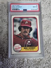 PSA 8 BASEBALL CARD 1981 FLEER HOF MIKE SCHMIDT PHILLIES MVP PORTRAIT