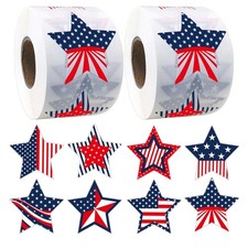 1000Pcs Patriotic Stickers, 2 Roll 1.5 Inch Large American Flag Star Tags Sel...