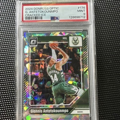 2024-25 Donruss Optic Giannis Antetokounmpo Cracked Ice #176 /25 PSA 9