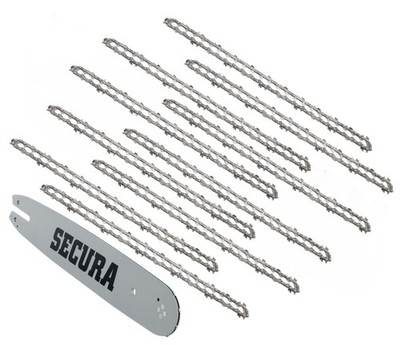 SECURA 10x Sägekette+Schwert 3/8 1,1 44 30cm Vollmeißel passend Stihl MSE170 180