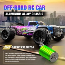 1:12 Brushless 4WD RC Car, 60KPH High Speed Alloy Chassis Off Road Monster Truck