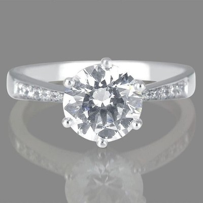 2.25CT Round Brilliant Cut VVS1 Moissanite Engagement Ring 14K White Gold Plated