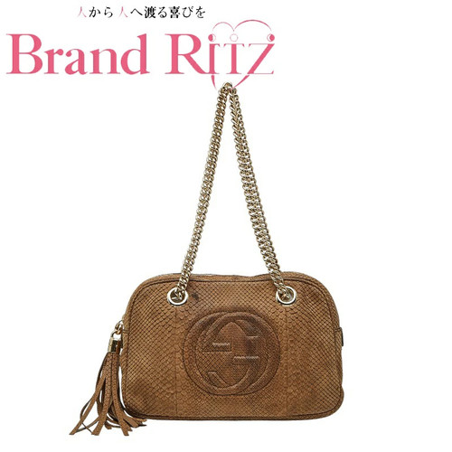 Used Gucci Soho Disco Tassel Chain Shoulder Bag Handbag 308983 Brown Women'S A