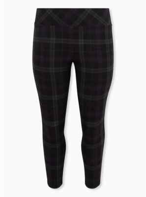 Torrid Slim Fix Pull On Pixie Pant Dark Green and Black Plaid 1X #12248