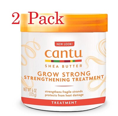 2 Cantu Shea Butter Grow Strong Strengthening Hair Treatment 6.oz Each